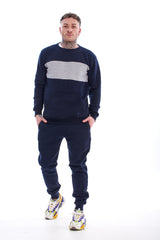 Mens Tracksuit Set Jumper and Joggers Two Piece Outfit Gym Fitness Casual Wear
