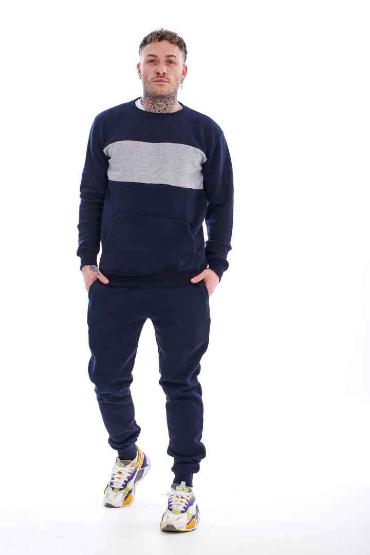Mens Tracksuit Set Jumper and Joggers Two Piece Outfit Gym Fitness Casual Wear