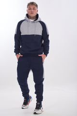 Mens Tracksuit Set Colour Block Hoodie Joggers Cotton Fleece
