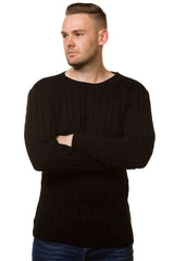 Mens Cable Knit Sweater Long Sleeve Round Neck Top