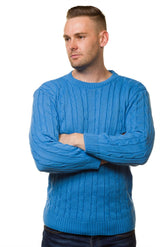 Mens Cable Knit Sweater Long Sleeve Round Neck Top