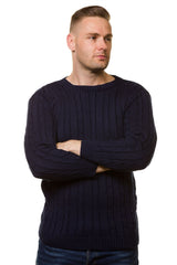 Mens Cable Knit Sweater Long Sleeve Round Neck Top