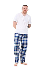 Mens Pyjama Bottoms Cotton Check Lounge Pants Elastic Waist Sleepwear