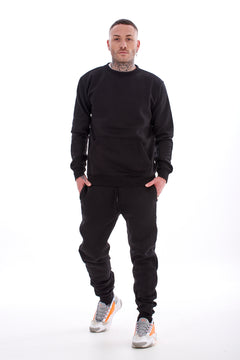 Mens Tracksuit Set Joggers Hoodie Cotton Elastic Waist Gym Lounge Black Grey Navy