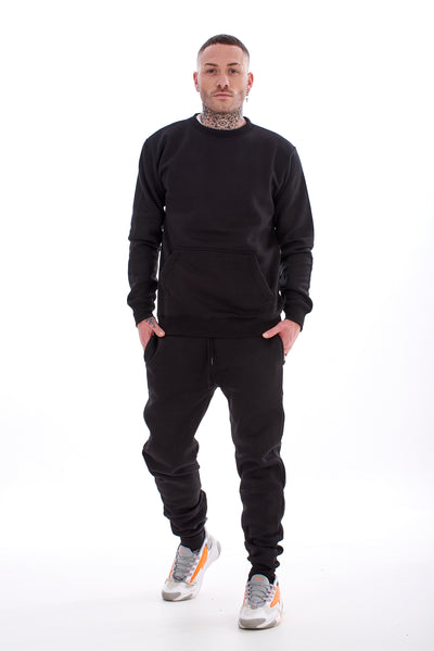 Mens Tracksuit Set Joggers Hoodie Cotton Elastic Waist Gym Lounge Black Grey Navy