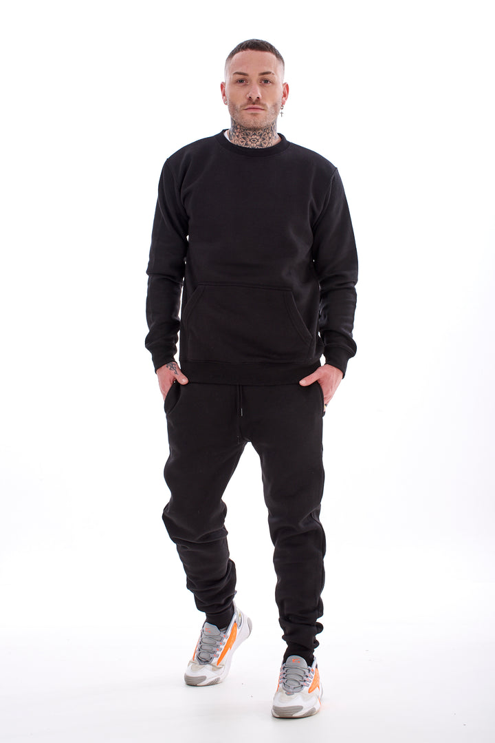 Mens Tracksuit Set Joggers Hoodie Cotton Elastic Waist Gym Lounge Black Grey Navy