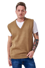 Men’s Plain Knitted V Neck Classic Sleeveless Cardigans Tops Jumpers Size S-5XL