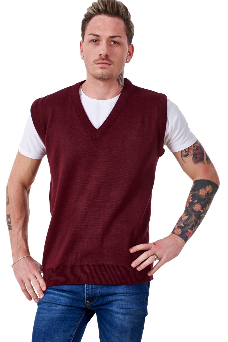 Men’s Plain Knitted V Neck Classic Sleeveless Cardigans Tops Jumpers Size S-5XL