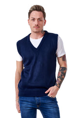 Men’s Plain Knitted V Neck Classic Sleeveless Cardigans Tops Jumpers Size S-5XL