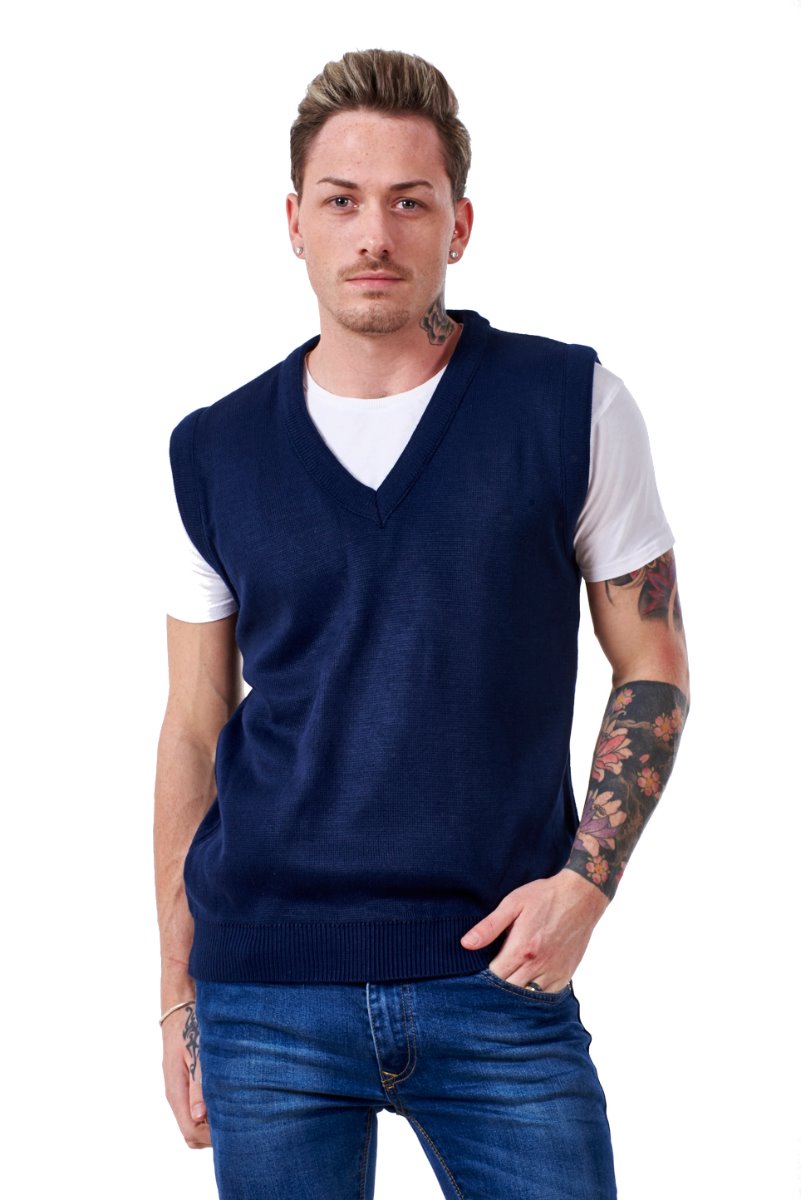Men’s Plain Knitted V Neck Classic Sleeveless Cardigans Tops Jumpers Size S-5XL