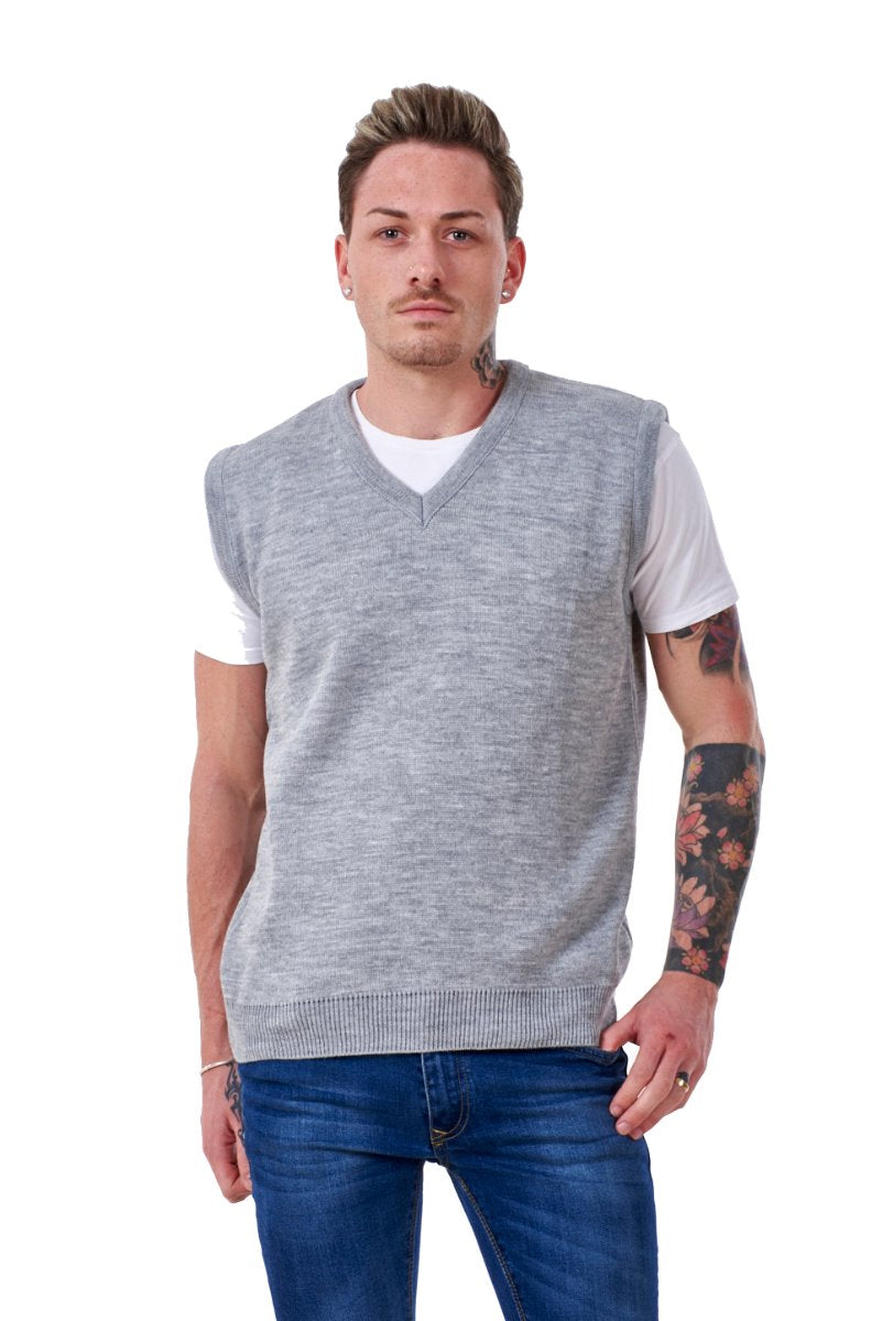 Men’s Plain Knitted V Neck Classic Sleeveless Cardigans Tops Jumpers Size S-5XL