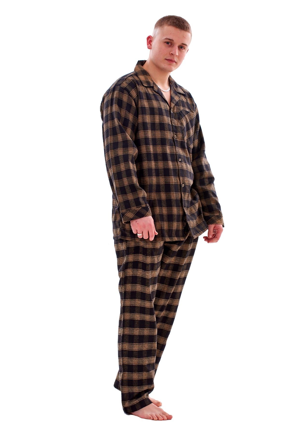 Mens Check Loungewear Brushed Cotton Pyjama Set