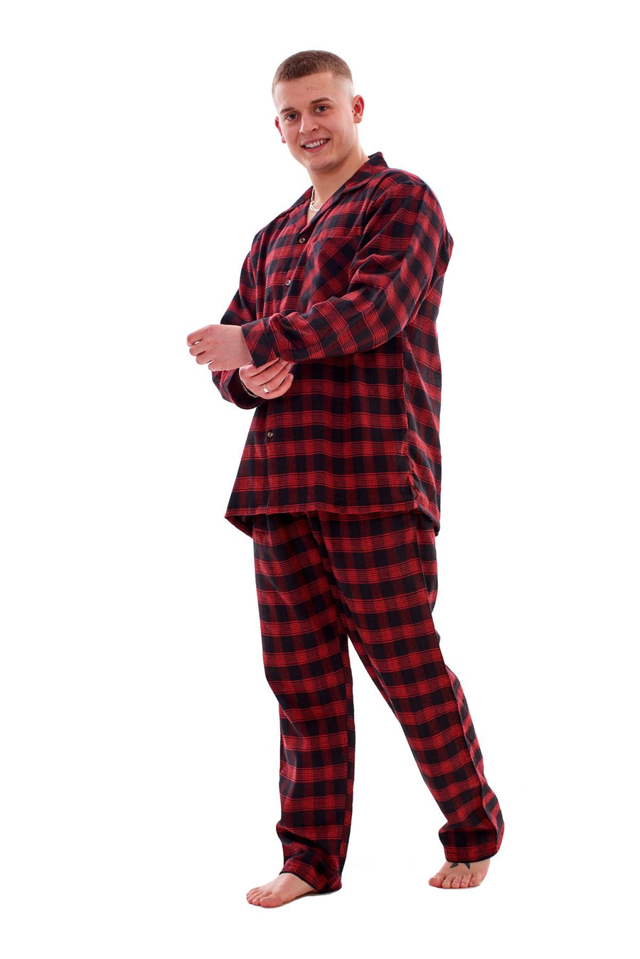 Mens Check Loungewear Brushed Cotton Pyjama Set