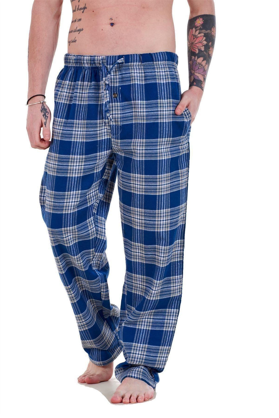 Mens Flannel Pyjama Bottoms Brushed Cotton Check Lounge Pants Nightwear M to 5XL