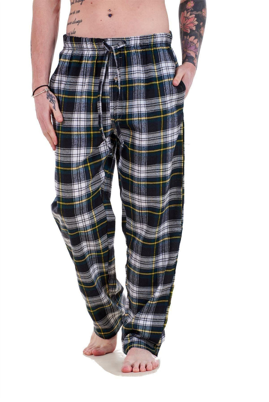 Mens Flannel Pyjama Bottoms Brushed Cotton Check Lounge Pants Nightwear M to 5XL