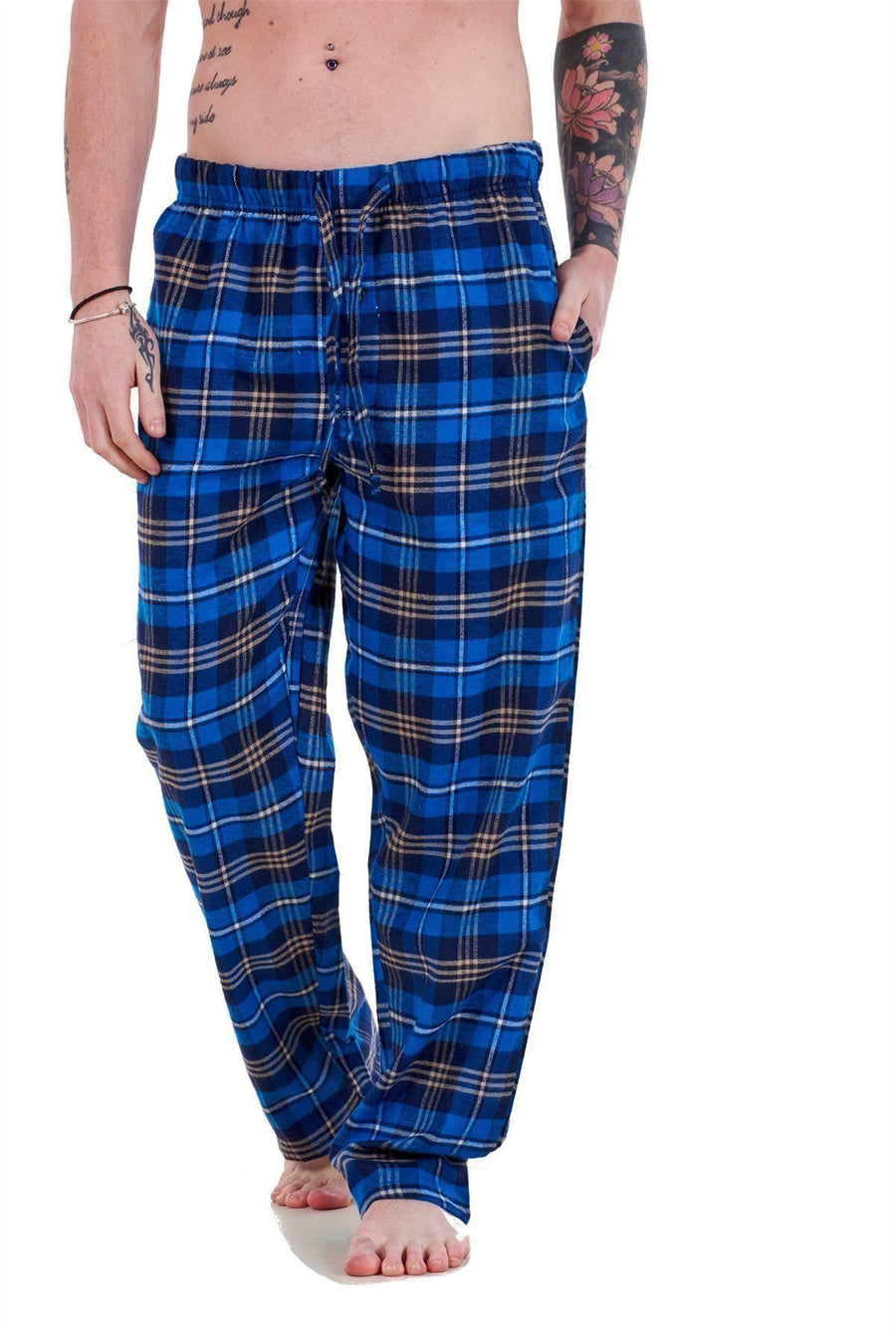 Mens Flannel Pyjama Bottoms Brushed Cotton Check Lounge Pants Nightwear M to 5XL