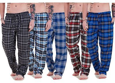Mens Flannel Pyjama Bottoms Brushed Cotton Check Lounge Pants Nightwear M to 5XL