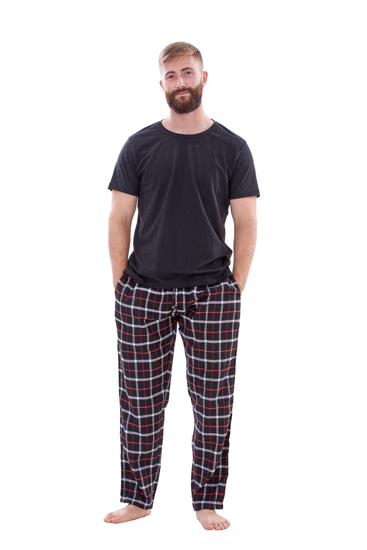 Mens Flannel Pyjama Set Cotton Jersey