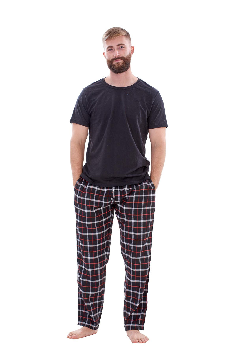 Mens Flannel Pyjama Set Cotton Jersey