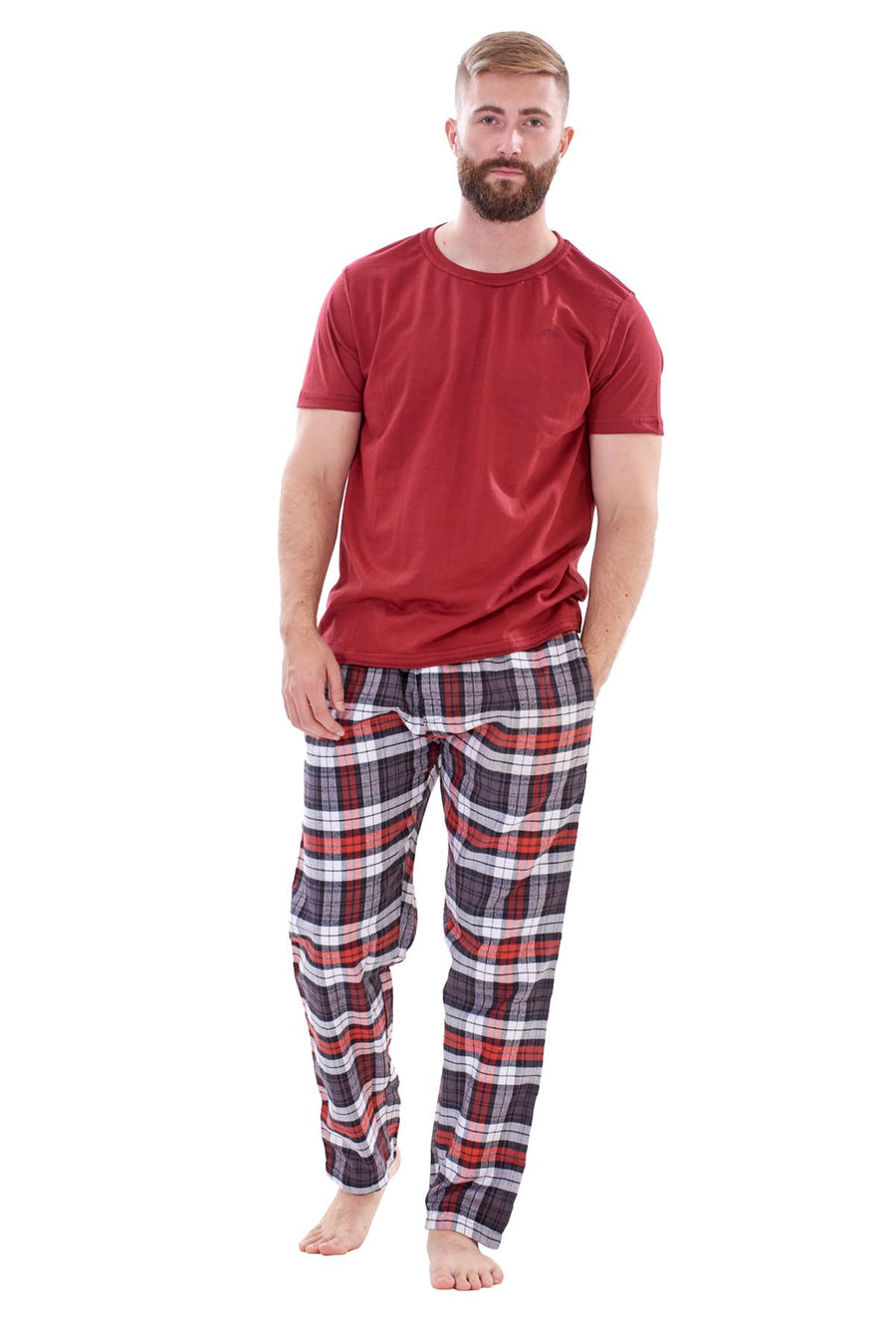 Mens Flannel Pyjama Set Cotton Jersey