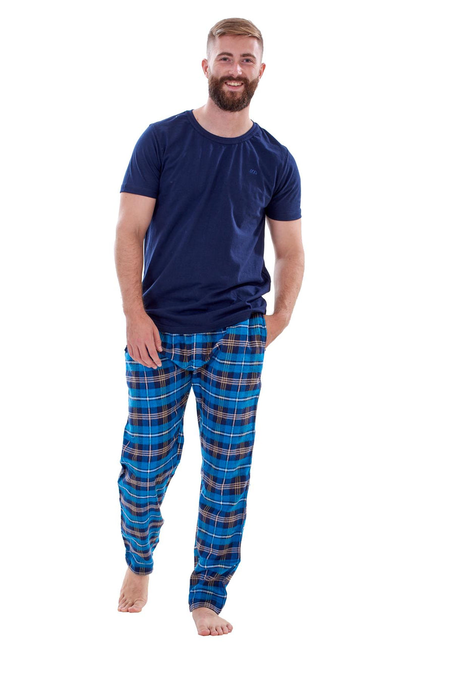 Mens Flannel Pyjama Set Cotton Jersey