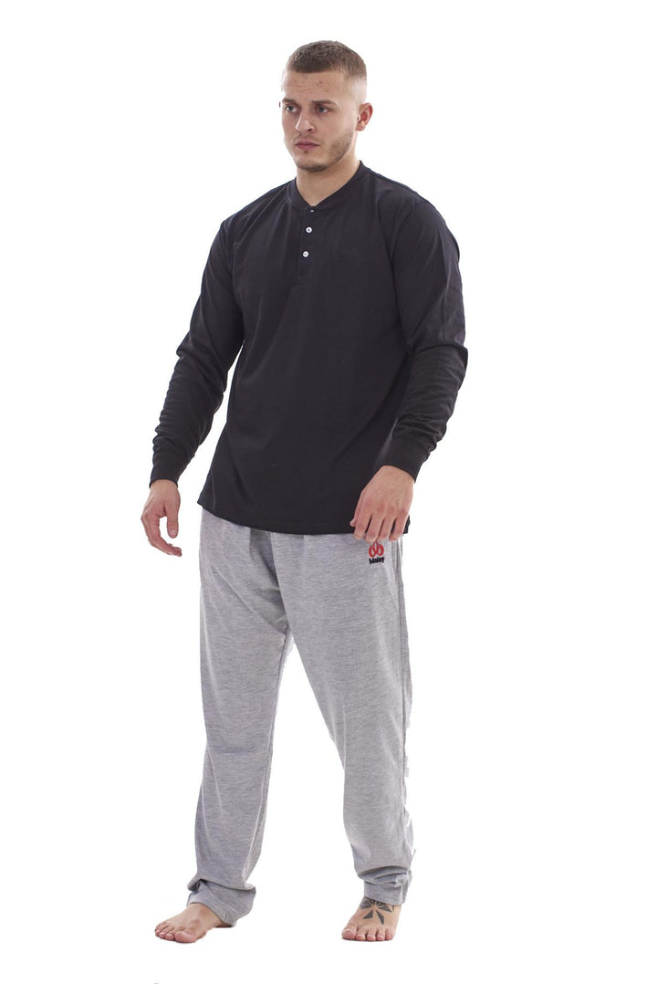 Mens Pyjama Set Henley Top Lightweight Loungewear