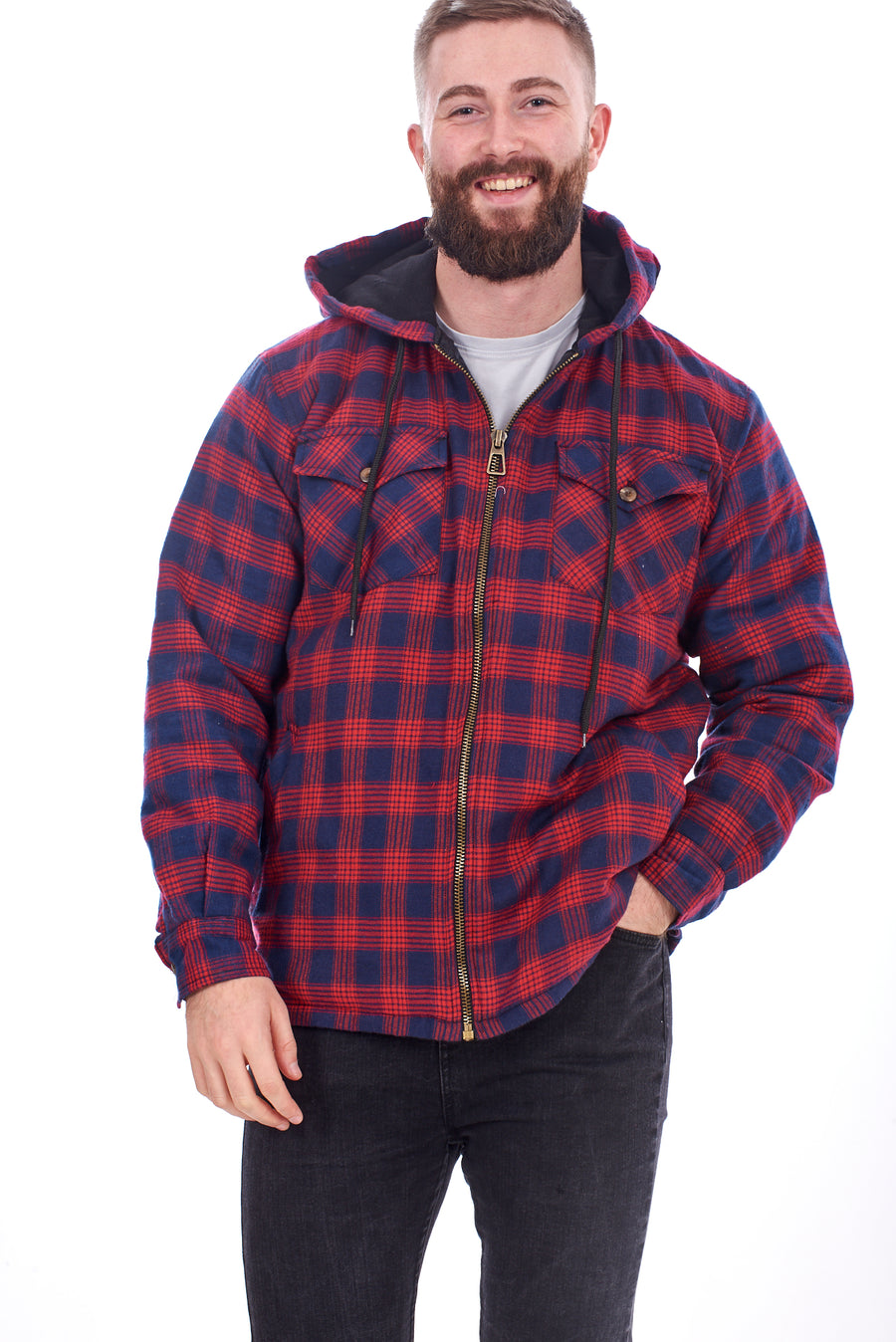 Padded Lumberjack Shirt Jacket Hooded