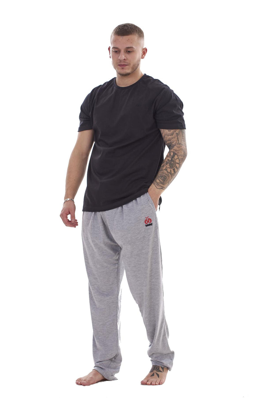Mens Cotton Pyjama Set Jersey Top Pants Loungewear