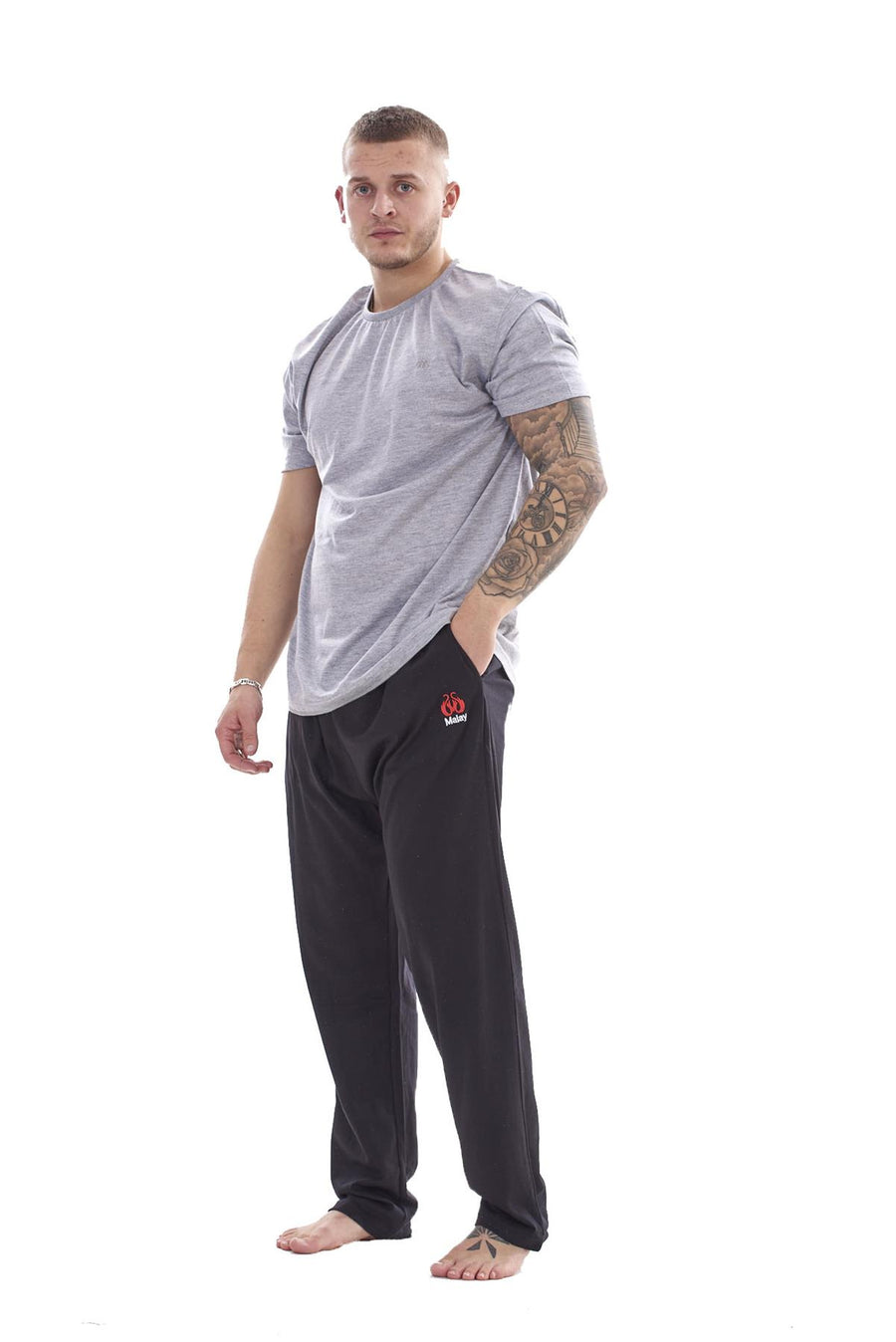 Mens Cotton Pyjama Set Jersey Top Pants Loungewear