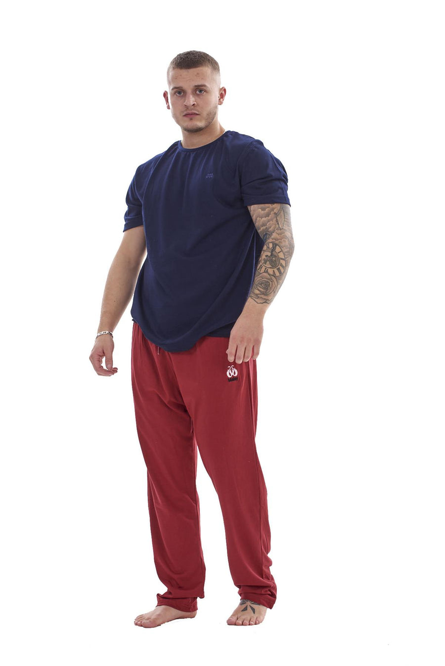 Mens Cotton Pyjama Set Jersey Top Pants Loungewear