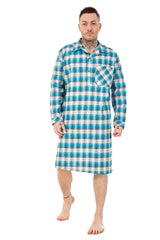 Mens Nightshirts Woven Check Cotton Blend Loungewear Regular Big Size M to 5XL