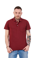 Men Polo Ribbed Collar T Shirt Cotton