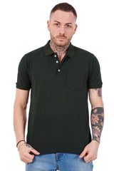 Men Polo Ribbed Collar T Shirt Cotton