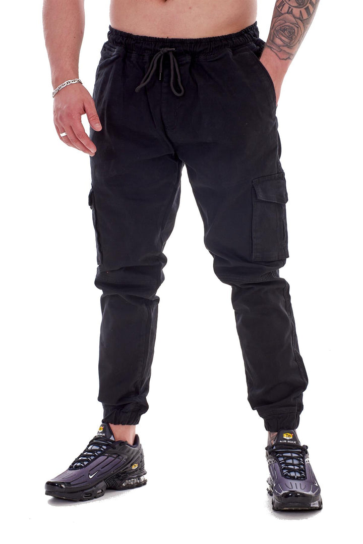 Mens Elasticated Cuffed Cargo Trousers
