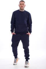 Mens Tracksuit Set Joggers Hoodie Cotton Elastic Waist Gym Lounge Black Grey Navy