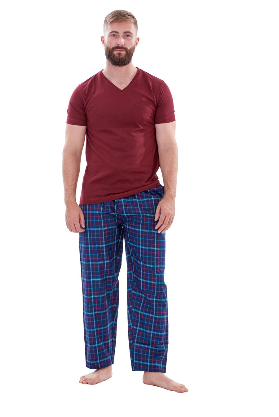 Mens Nightwear Pyjama Set Woven Cotton Jersey