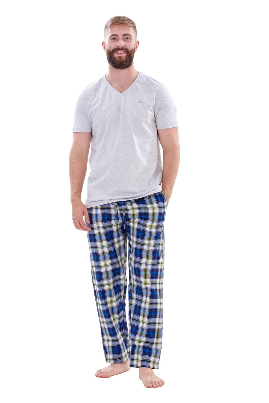 Mens Nightwear Pyjama Set Woven Cotton Jersey