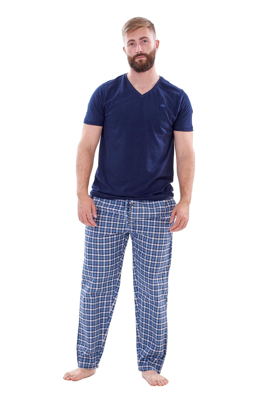 Mens Nightwear Pyjama Set Woven Cotton Jersey