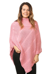Womens Plus Size Cable Knit Poncho