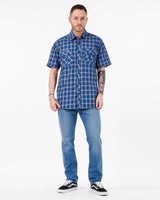 Men’s Check Shirt Short Sleeve Cotton Button Up Plaid Casual Work Shirt M-5XL