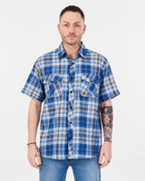 Men’s Check Shirt Short Sleeve Cotton Button Up Plaid Casual Work Shirt M-5XL