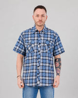Men’s Check Shirt Short Sleeve Cotton Button Up Plaid Casual Work Shirt M-5XL