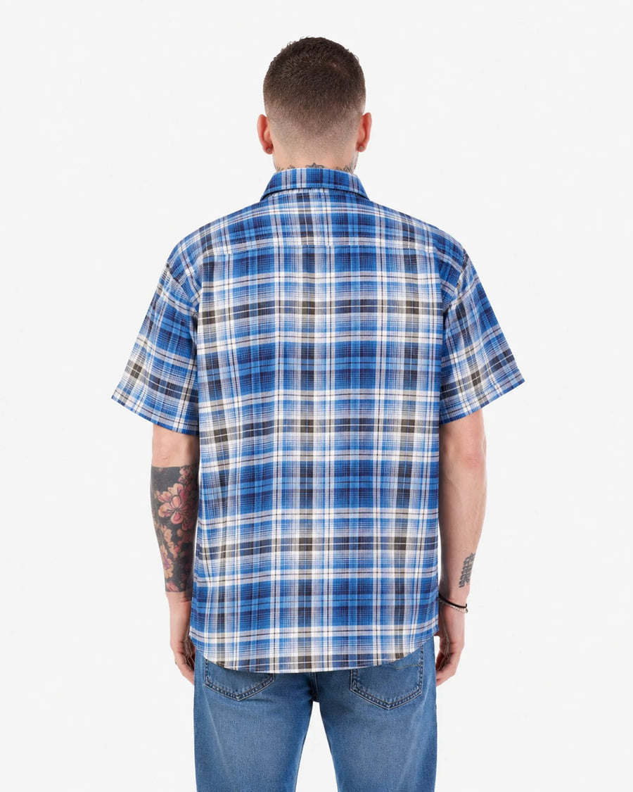 Men’s Check Shirt Short Sleeve Cotton Button Up Plaid Casual Work Shirt M-5XL