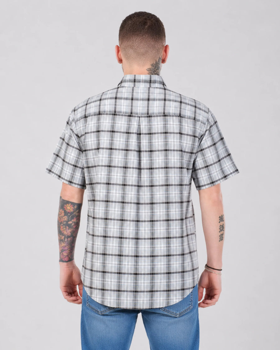 Men’s Check Shirt Short Sleeve Cotton Button Up Plaid Casual Work Shirt M-5XL