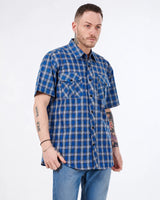 Men’s Check Shirt Short Sleeve Cotton Button Up Plaid Casual Work Shirt M-5XL