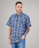 Men’s Check Shirt Short Sleeve Cotton Button Up Plaid Casual Work Shirt M-5XL