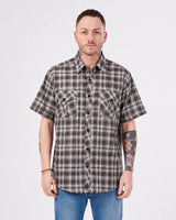 Men’s Check Shirt Short Sleeve Cotton Button Up Plaid Casual Work Shirt M-5XL