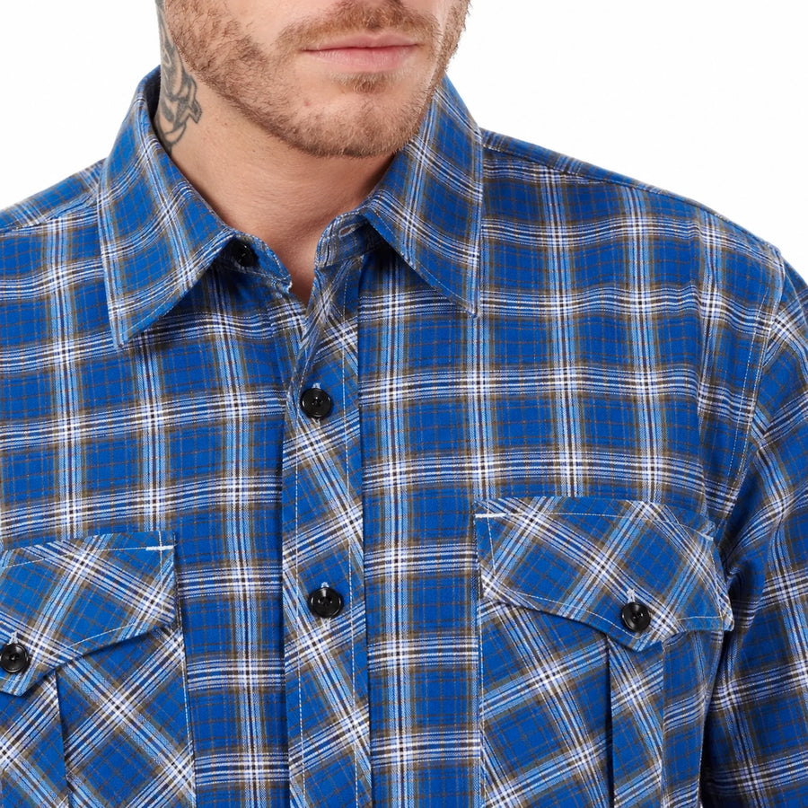 Men’s Check Shirt Short Sleeve Cotton Button Up Plaid Casual Work Shirt M-5XL