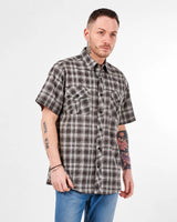 Men’s Check Shirt Short Sleeve Cotton Button Up Plaid Casual Work Shirt M-5XL