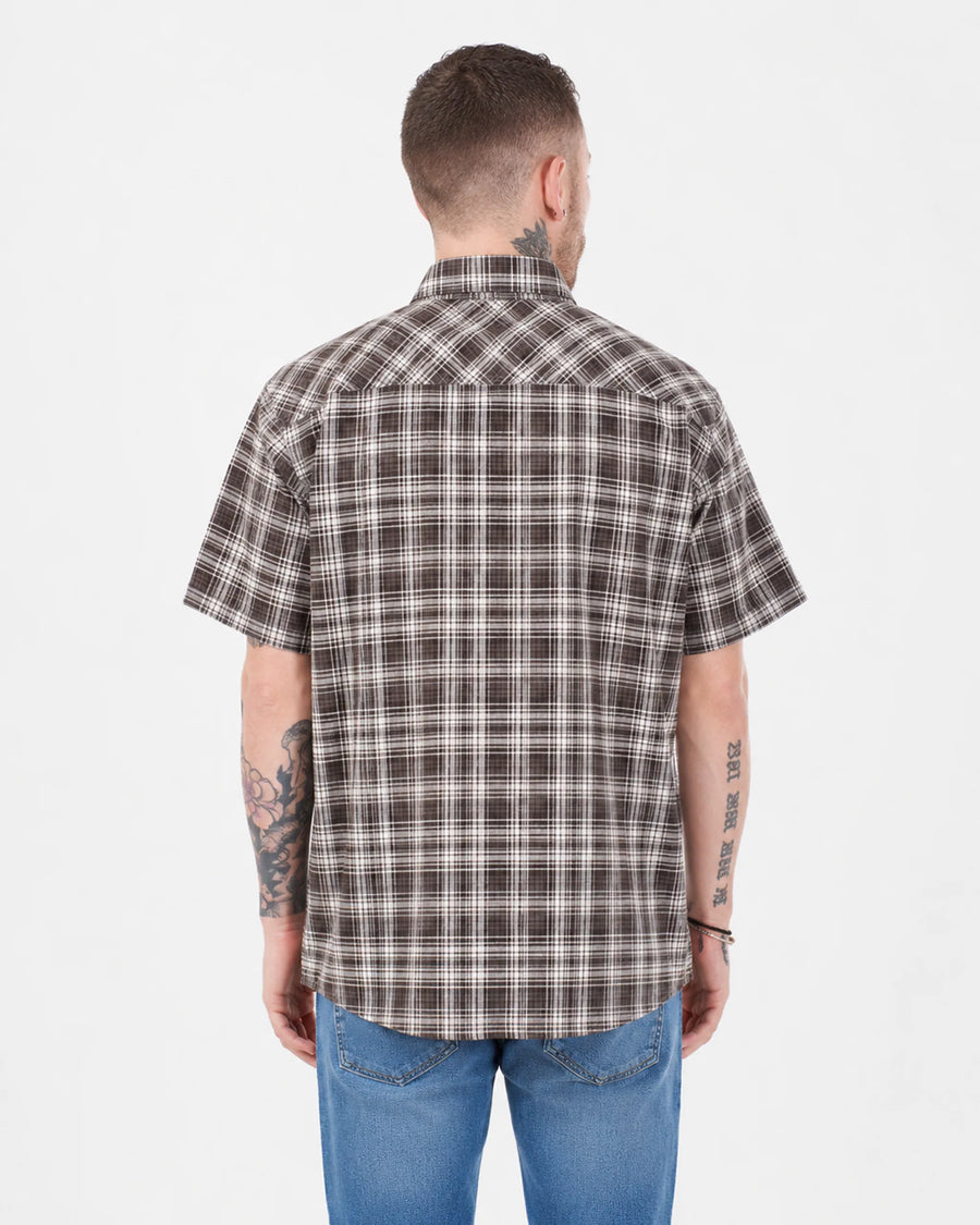 Men’s Check Shirt Short Sleeve Cotton Button Up Plaid Casual Work Shirt M-5XL